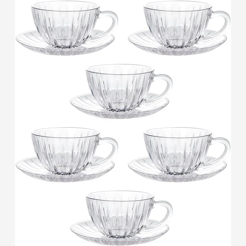 6 tazze tè con piatto